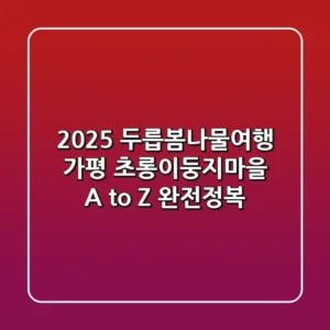 2025 두릅봄나물여행, 가평 초롱이둥지마을 A to Z 완전정복!