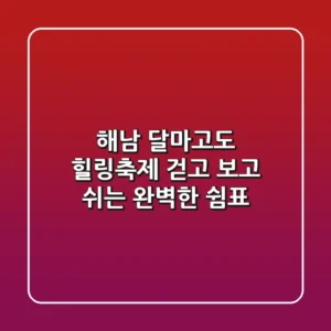 해남 달마고도 힐링축제: 걷고, 보고, 쉬는 완벽한 쉼표