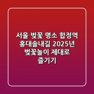 서울 벚꽃 명소: 합정역 홍대솔내길 2025년 벚꽃놀이 제대로 즐기기