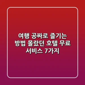 여행, 공짜로 즐기는 방법?! 몰랐던 호텔 #무료 서비스 7가지