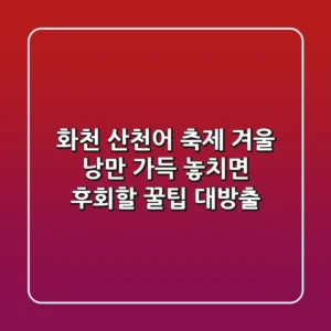 화천 산천어 축제: 겨울 낭만 가득! 놓치면 후회할 꿀팁 대방출