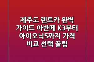 제주도 렌트카 완벽 가이드: 아반떼, K3부터 아이오닉5까지 가격 비교 & 선택 꿀팁!