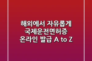 해외에서 자유롭게! 국제운전면허증 온라인 발급 A to Z