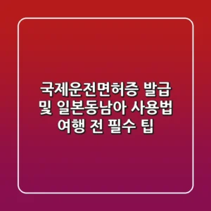 국제운전면허증 발급 및 일본·동남아 사용법: 여행 전 필수 팁!
