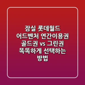 잠실 롯데월드 어드벤처 연간이용권: 골드권 vs 그린권, 똑똑하게 선택하는 방법!