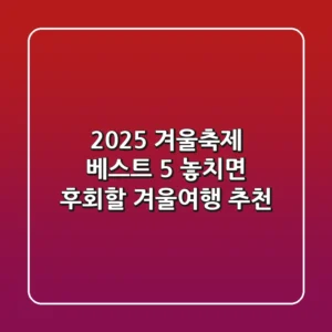 2025 겨울축제 베스트 5: 놓치면 후회할 겨울여행 추천!