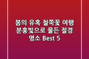 봄의 유혹, 철쭉꽃 여행: 분홍빛으로 물든 절경 명소 Best 5