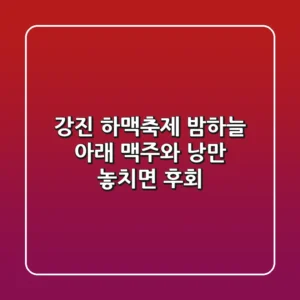 강진 하맥축제: 밤하늘 아래 맥주와 낭만, 놓치면 후회!