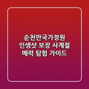순천만국가정원, 인생샷 보장! 사계절 매력 탐험 가이드
