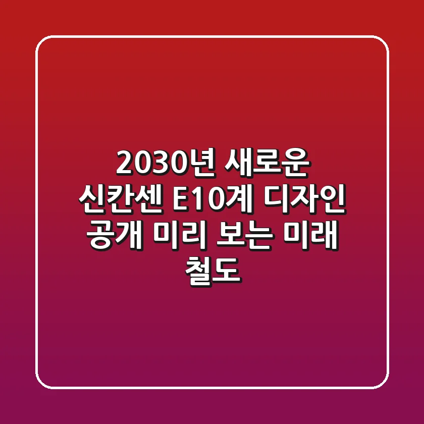 2030년, 새로운 신칸센 E10계 디자인 공개! 미리 보는 미래 철도