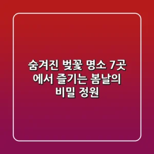숨겨진 벚꽃 명소 7곳: 圣涛에서 즐기는 봄날의 비밀 정원