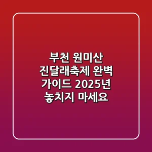 부천 원미산 진달래축제 완벽 가이드: 2025년 놓치지 마세요!