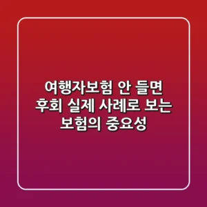 여행자보험 안 들면 후회? 실제 사례로 보는 보험의 중요성