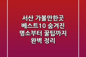 서산 가볼만한곳 베스트10: 숨겨진 명소부터 꿀팁까지 완벽 정리!