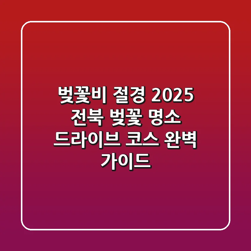 벚꽃비 절경! 2025 전북 벚꽃 명소 & 드라이브 코스 완벽 가이드