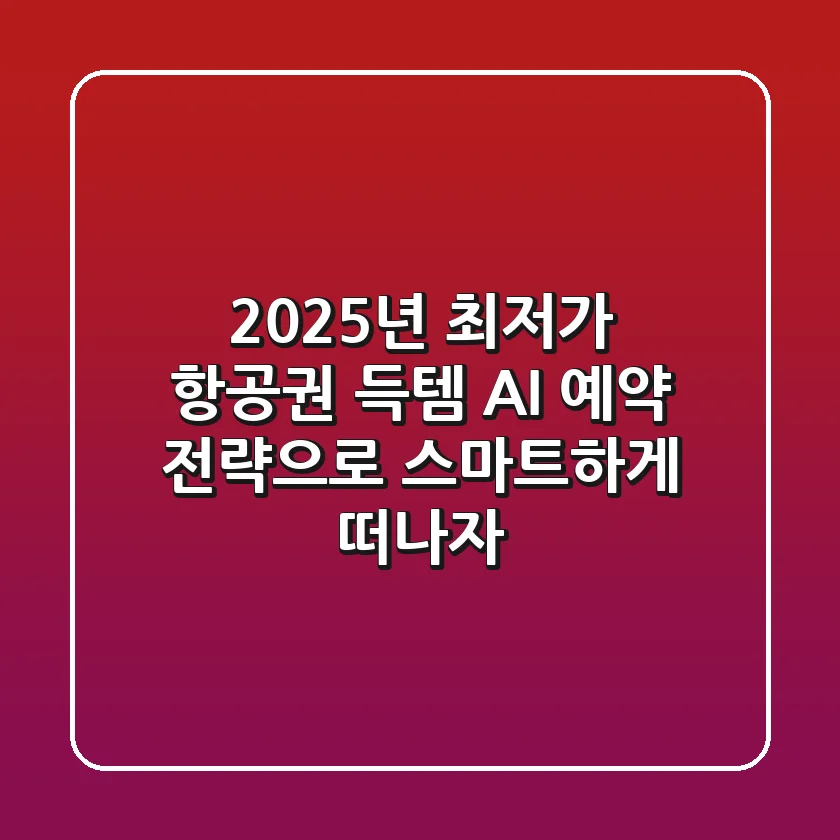 2025년 최저가 항공권 득템! AI 예약 전략으로 스마트하게 떠나자!