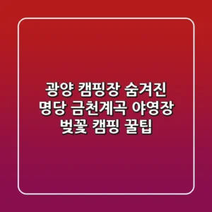 광양 캠핑장 숨겨진 명당: 금천계곡 야영장 벚꽃 캠핑 꿀팁🌸