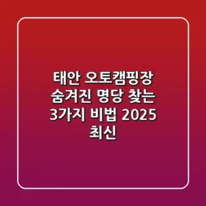 태안 오토캠핑장 숨겨진 명당 찾는 3가지 비법 (2025 최신)