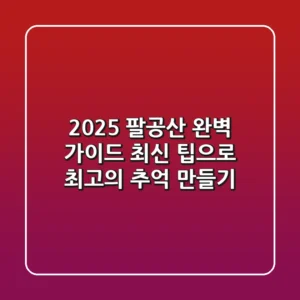 2025 팔공산 완벽 가이드: 최신 팁으로 최고의 추억 만들기