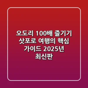 오도리 100배 즐기기: 삿포로 여행의 핵심 가이드 (2025년 최신판)