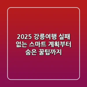 2025 강릉여행, 실패 없는 스마트 계획부터 숨은 꿀팁까지!