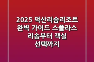 2025 덕산리솜리조트 완벽 가이드: 스플라스 리솜부터 객실 선택까지!