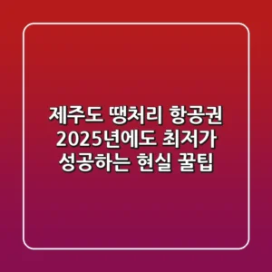 제주도 땡처리 항공권, 2025년에도 최저가 성공하는 현실 꿀팁!
