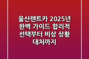 울산렌트카, 2025년 완벽 가이드: 합리적 선택부터 비상 상황 대처까지!