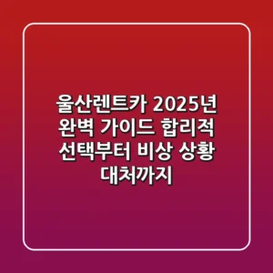 울산렌트카, 2025년 완벽 가이드: 합리적 선택부터 비상 상황 대처까지!