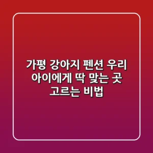 가평 강아지 펜션, 우리 아이에게 딱 맞는 곳 고르는 비법!
