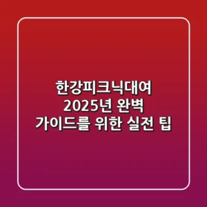 한강피크닉대여, 2025년 완벽 가이드를 위한 실전 팁!