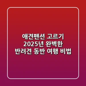 애견펜션 고르기? 2025년 완벽한 반려견 동반 여행 비법!