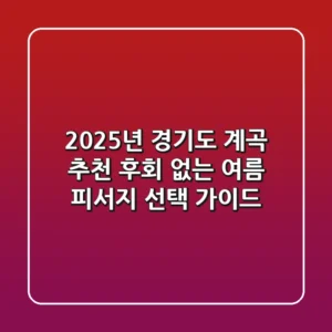 2025년 경기도 계곡 추천: 후회 없는 여름 피서지 선택 가이드