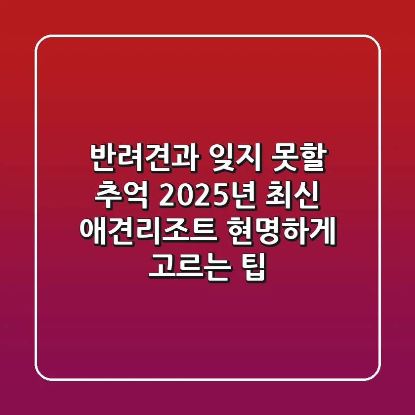 반려견과 잊지 못할 추억! 2025년 최신 애견리조트 현명하게 고르는 팁