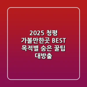 2025 청평 가볼만한곳 BEST, 목적별 숨은 꿀팁 대방출!