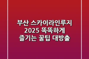 부산 스카이라인루지 2025: 똑똑하게 즐기는 꿀팁 대방출!