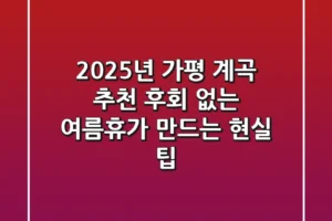 2025년 가평 계곡 추천: 후회 없는 여름휴가 만드는 현실 팁