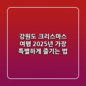 강원도 크리스마스 여행, 2025년 가장 특별하게 즐기는 법
