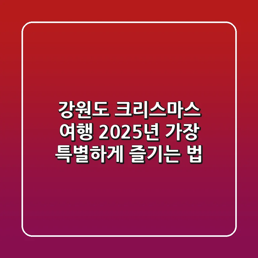 강원도 크리스마스 여행, 2025년 가장 특별하게 즐기는 법