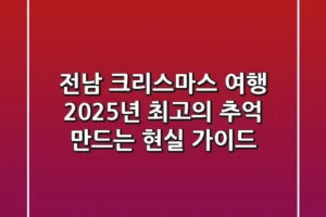 전남 크리스마스 여행, 2025년 최고의 추억 만드는 현실 가이드