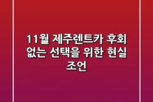 11월 제주렌트카, 후회 없는 선택을 위한 현실 조언