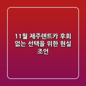 11월 제주렌트카, 후회 없는 선택을 위한 현실 조언