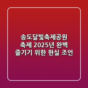 송도달빛축제공원 축제, 2025년 완벽 즐기기 위한 현실 조언