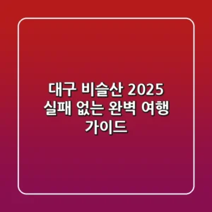 대구 비슬산 2025: 실패 없는 완벽 여행 가이드