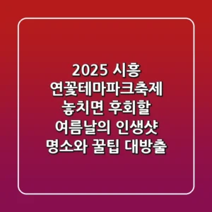 2025 시흥 연꽃테마파크축제: 놓치면 후회할 여름날의 인생샷 명소와 꿀팁 대방출