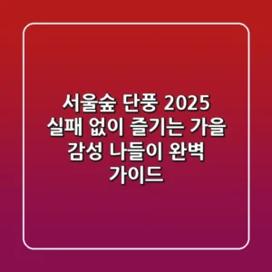 서울숲 단풍 2025: 실패 없이 즐기는 가을 감성 나들이 완벽 가이드