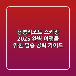 용평리조트 스키장, 2025 완벽 여행을 위한 필승 공략 가이드!