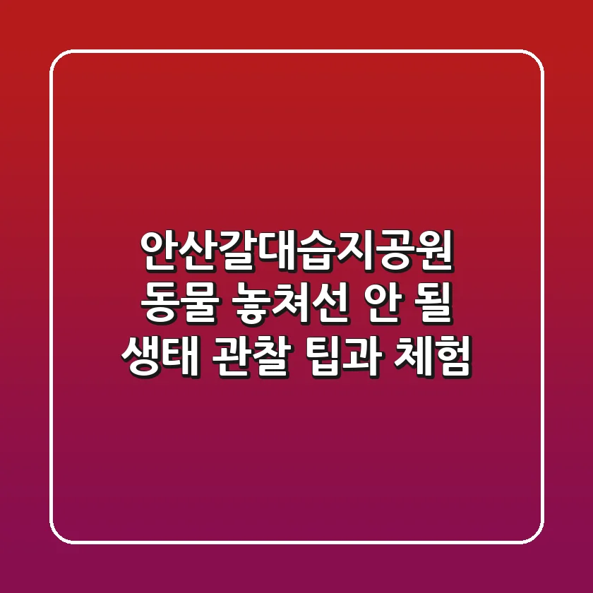 안산갈대습지공원 동물: 놓쳐선 안 될 생태 관찰 팁과 체험