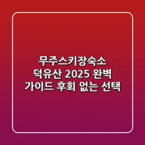 무주스키장숙소 덕유산, 2025 완벽 가이드: 후회 없는 선택!