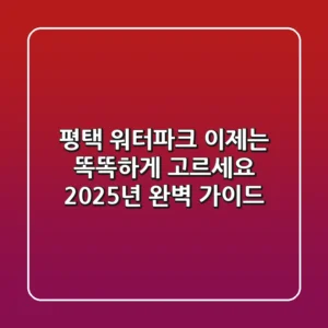 평택 워터파크, 이제는 똑똑하게 고르세요! 2025년 완벽 가이드